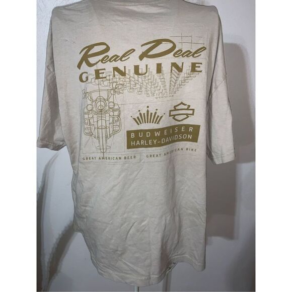 Nice vintage looking men Budweiser Harley-Davidson tan colored T-shirt size medi - Picture 1 of 3